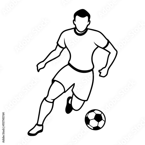 Football Soccer Player Silhouette Logo design vector line art illustration
