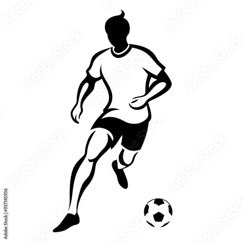 Football Soccer Player Silhouette Logo design vector line art illustration 