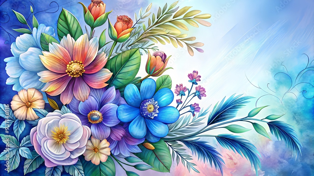 bouquet of flowers on a blue background bouquet of flowers on a blue background