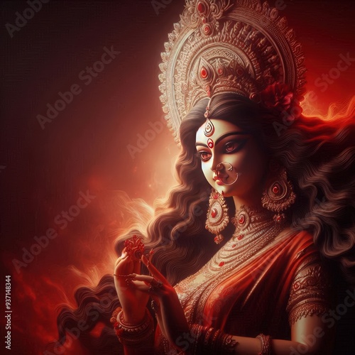 Ma Durga or the Indian festival in Bengal	 photo