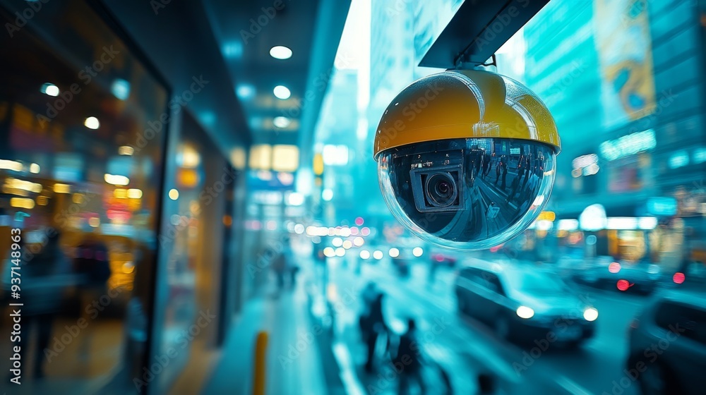 Security Camera in Busy City
