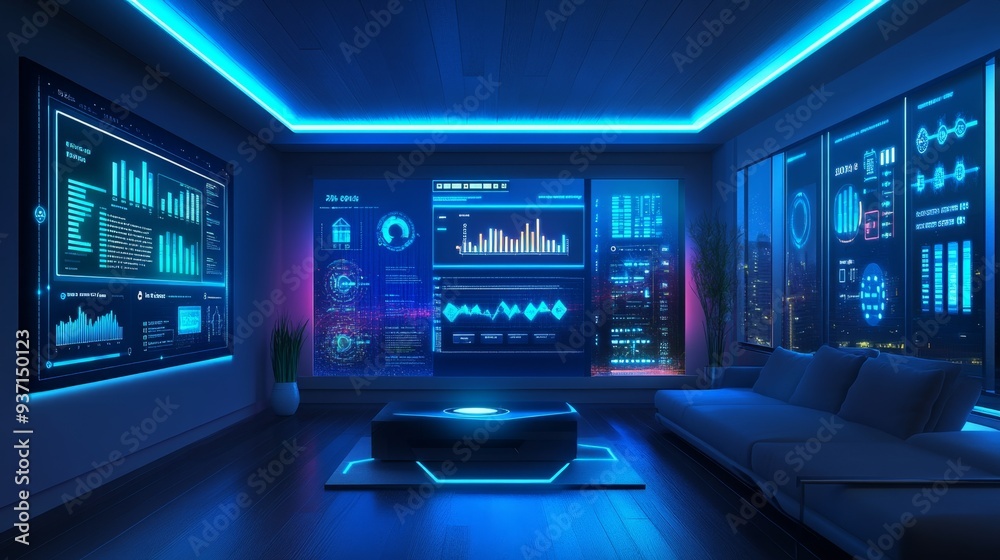 Futuristic Living Room with Futuristic Living Room with