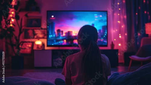 Woman Watching TV in a Cozy