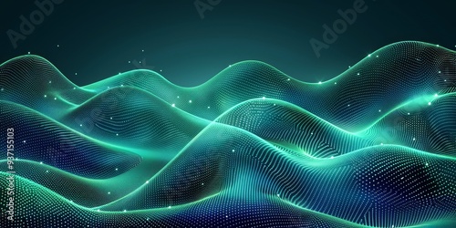Digital Horizons Glowing turquoise waves of data flow across a dark digital landscape, hinting at the boundless potential of the digital age.