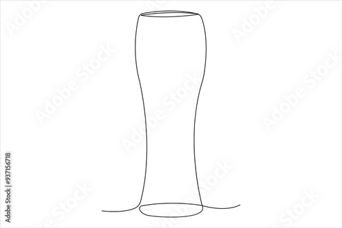 Continuous one single line drawing of wine glass vector illustration minimalism design of beverage element