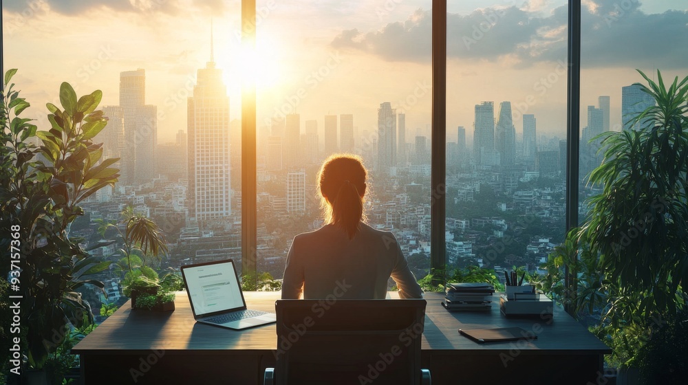 custom made wallpaper toronto digitalBusinesswoman Working at Desk