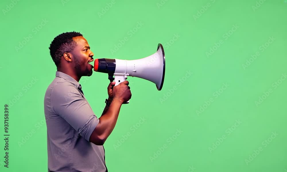 Man shouting using a speaker