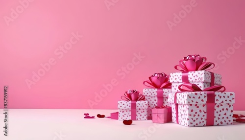  Pink and white gift boxes with flowers perfect for a romantic surprise photo