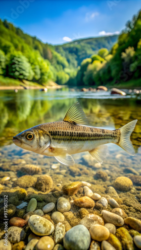 Gudgeon, gobio gobio, Adult Swimming, Dordogne in France photo