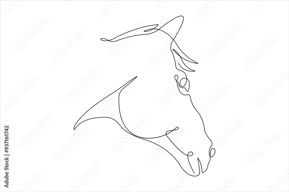 Obraz premium One continuous single line drawing of animal horse design outline vector illustration 