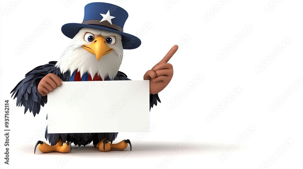 Obraz premium Eagle holding a blank sign