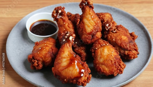  Deliciously crispy chicken wings ready to be savored photo