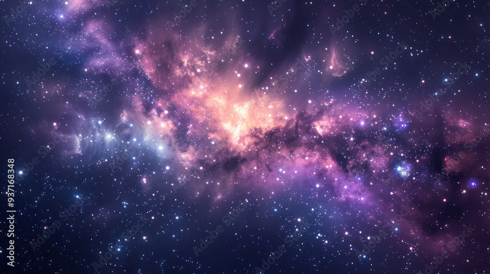 Cosmic Nebula with Glowing Stars and Nebular Clouds