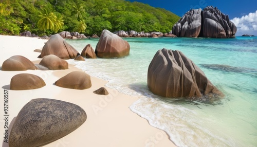  Untouched Paradise  A serene beach with unique rock formations