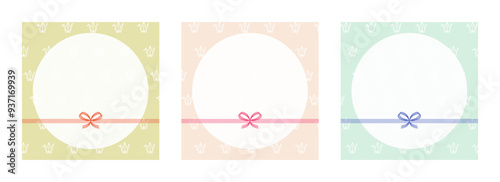 折り鶴 パターン 蝶結び(花結び)水引 セット ( ベクター 背景素材 )