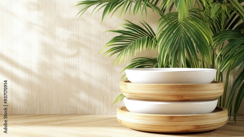 Eco-friendly dishware made from bamboo, natural colors, soft indoor lighting Eco-friendly dishware made from bamboo, natural colors, soft indoor lighting