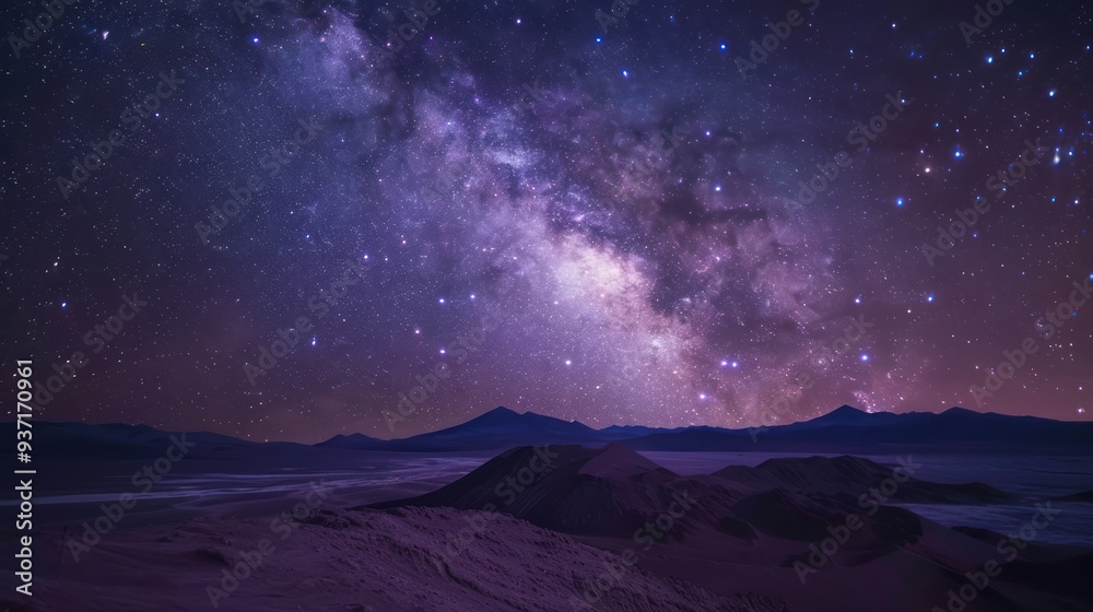 Milky Way Galaxy Shining Over Desert Mountains at Night