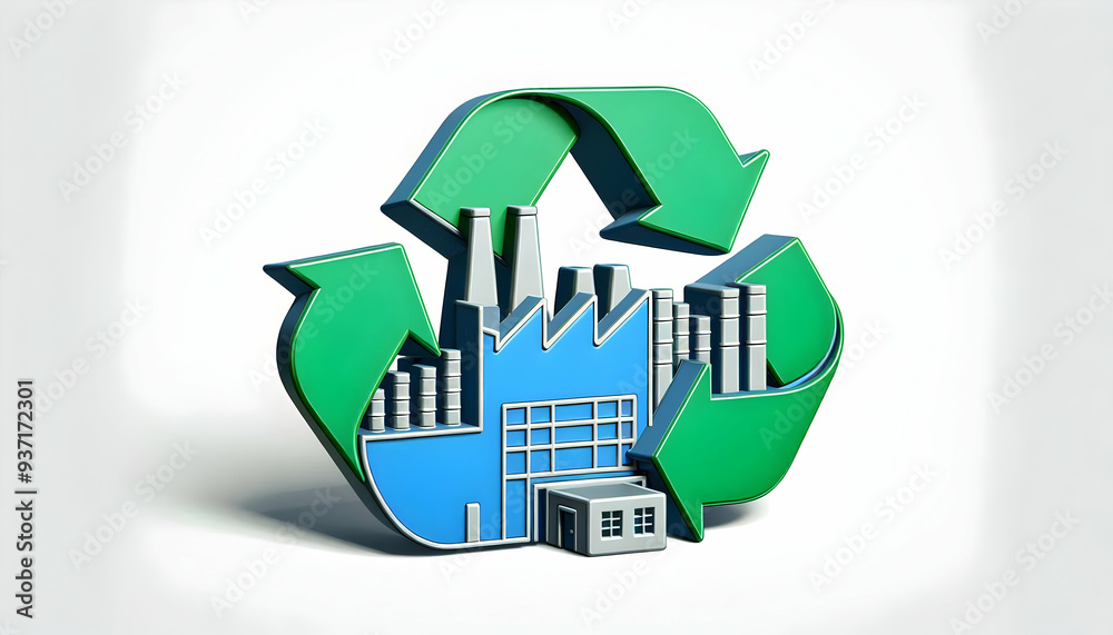 3D Icon as Recycled steel and factory icon concept as Recycled steel paired with a factory icon symbolizing the use of sustainable materials in manufacturing processes ideal for clean and isolated vec 3D Icon as Recycled steel and factory icon concept as Recycled steel paired with a factory icon symbolizing the use of sustainable materials in manufacturing processes ideal for clean and isolated vec