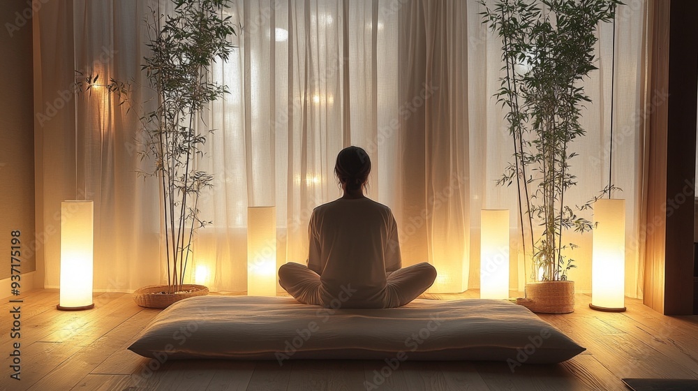 Woman meditating in a serene