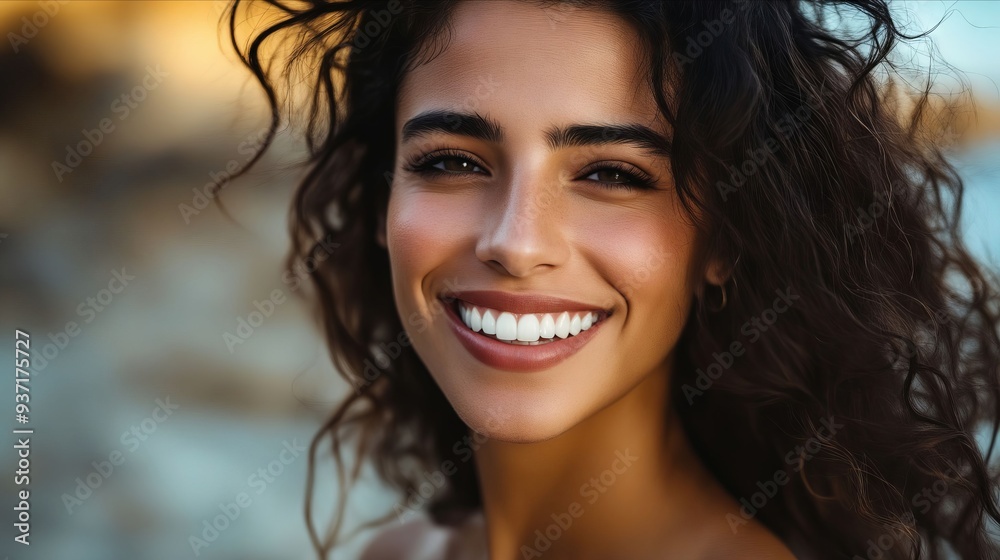A woman with long brown hair smiling at the camera