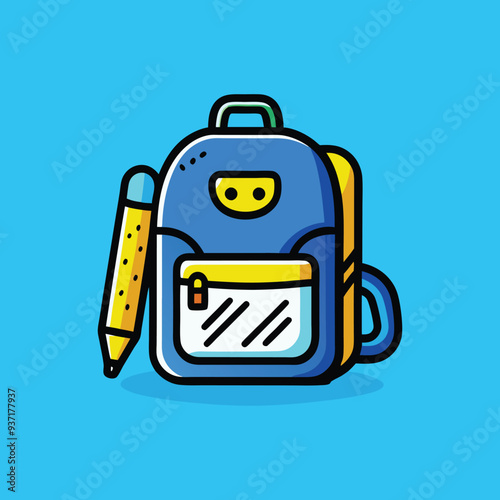Cartoon Vector Icon Illustration of a Cute School Backpack Education Object