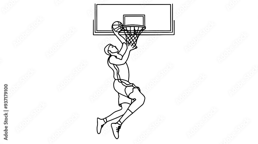 line drawing of basketball player line drawing of basketball player