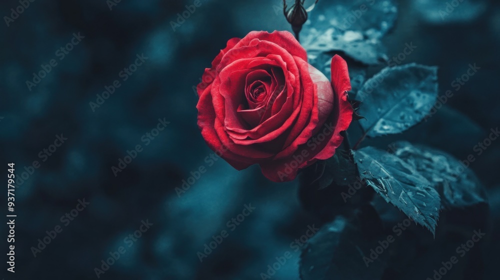 Single Red Rose with Water Droplets Single Red Rose with Water Droplets