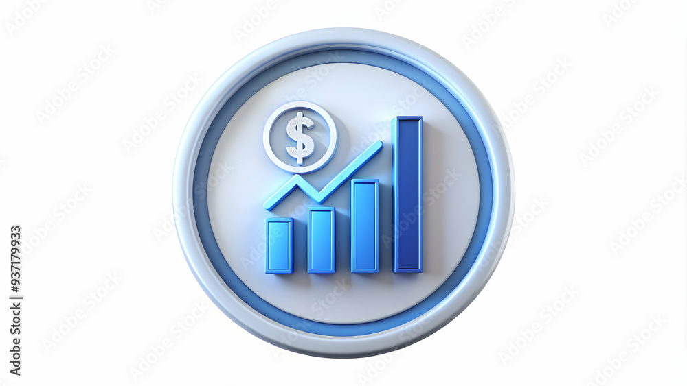3D Icon as AI algorithm and financial analytics concept as An AI algorithm icon paired with financial analytics symbolizing the analytical power of AI in financial data interpretation perfect for isol 3D Icon as AI algorithm and financial analytics concept as An AI algorithm icon paired with financial analytics symbolizing the analytical power of AI in financial data interpretation perfect for isol