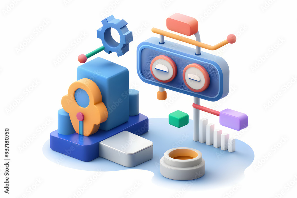 3D Icon as AI algorithm and SEO concept as An AI algorithm icon paired with an SEO icon representing the use of AI in search engine optimization perfect for isolated vector designs. isolated white bac 3D Icon as AI algorithm and SEO concept as An AI algorithm icon paired with an SEO icon representing the use of AI in search engine optimization perfect for isolated vector designs. isolated white bac