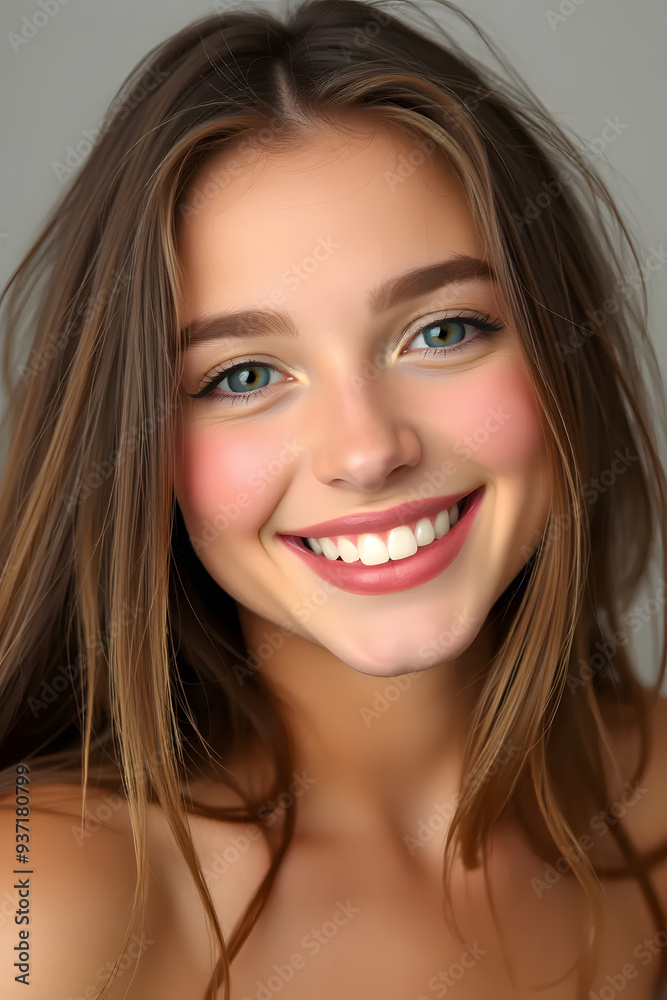 A young woman with long hair and a bright smile, showcasing her clear skin and expressive eyes. The background is softly blurred, emphasizing her cheerful expression. A young woman with long hair and a bright smile, showcasing her clear skin and expressive eyes. The background is softly blurred, emphasizing her cheerful expression.
