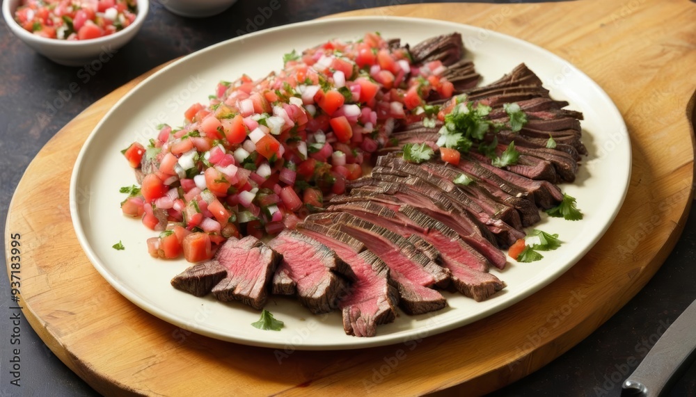  Deliciously grilled steak with fresh salsa ready to be savored