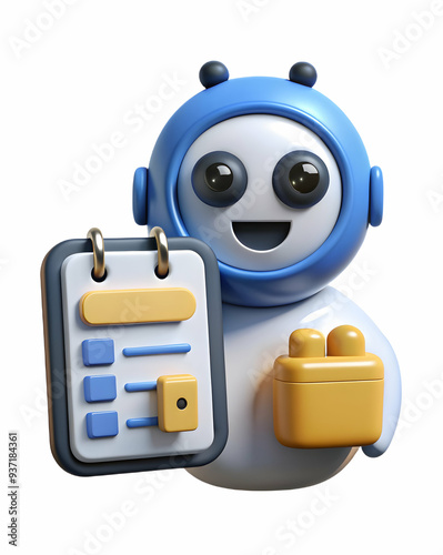 3D Icon as AI chatbot and budget planner concept as An AI chatbot icon paired with a budget planner representing the role of AI in personal financial planning ideal for isolated vector designs. isolat