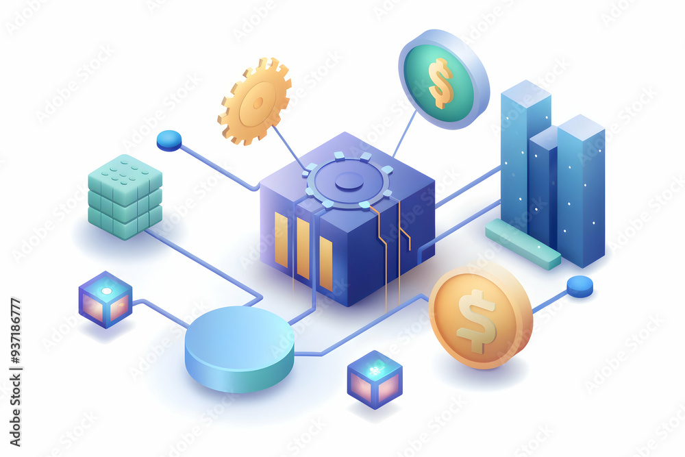 3D Icon as AI neural network and investment analysis concept as An AI neural network icon paired with an investment analysis symbolizing the deep learning capabilities of AI in financial decision maki 3D Icon as AI neural network and investment analysis concept as An AI neural network icon paired with an investment analysis symbolizing the deep learning capabilities of AI in financial decision maki