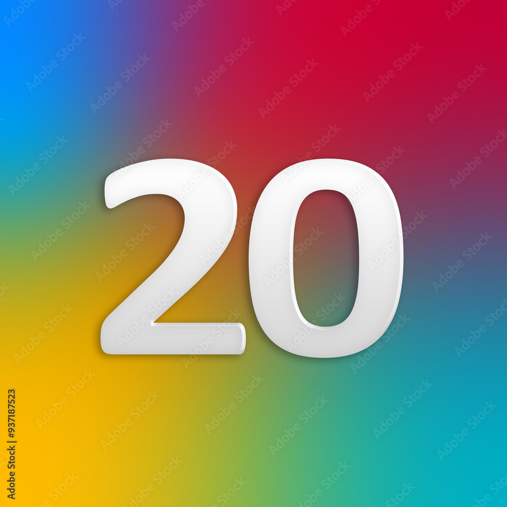 number 20 with background. colored gradient mesh vibrant colors number 20 with background. colored gradient mesh vibrant colors
