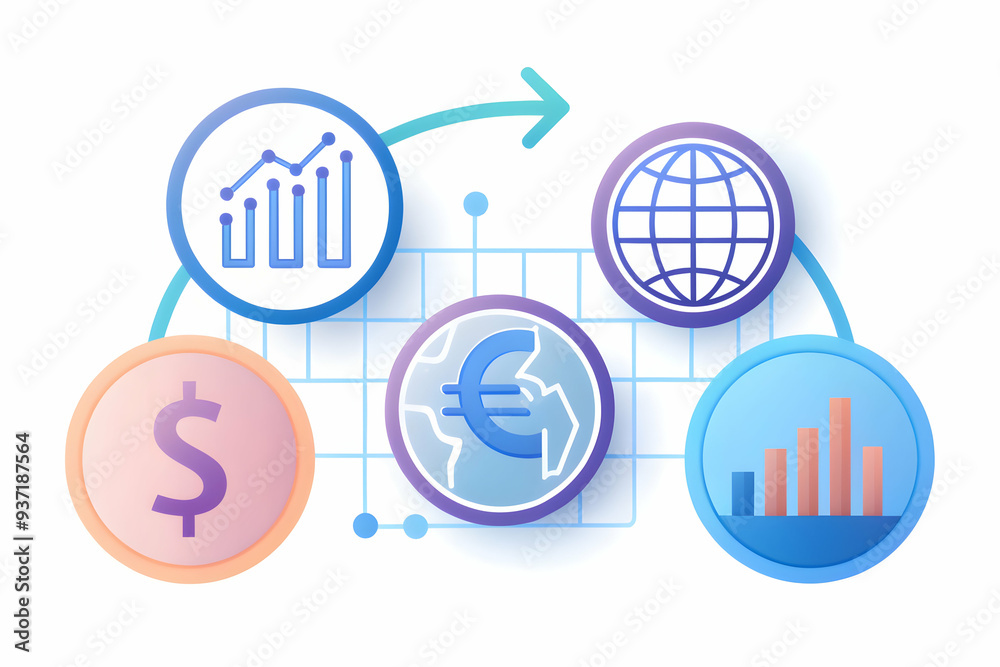 3D Icon as AI predictive analytics and currency exchange concept as An AI predictive analytics icon paired with a currency exchange representing the forecasting capabilities of AI in global financial 3D Icon as AI predictive analytics and currency exchange concept as An AI predictive analytics icon paired with a currency exchange representing the forecasting capabilities of AI in global financial