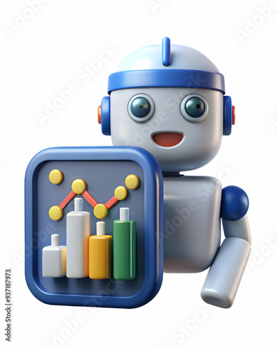 3D Icon as AI trading bot and stock exchange concept as An AI trading bot icon paired with a stock exchange representing the automated trading capabilities of AI in financial markets perfect for isola