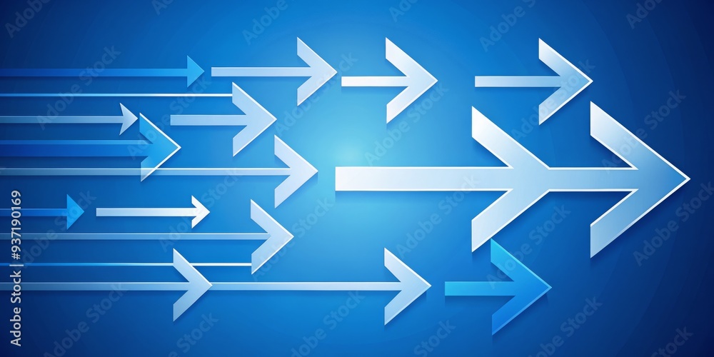 Forward Momentum A Collection of Blue and White Arrows Pointing Right, Abstract, Progress, Direction, Design