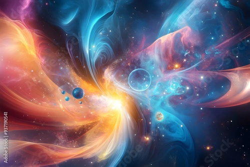Wallpaper Mural Cosmic Nebula with Stars and Planets. Torontodigital.ca