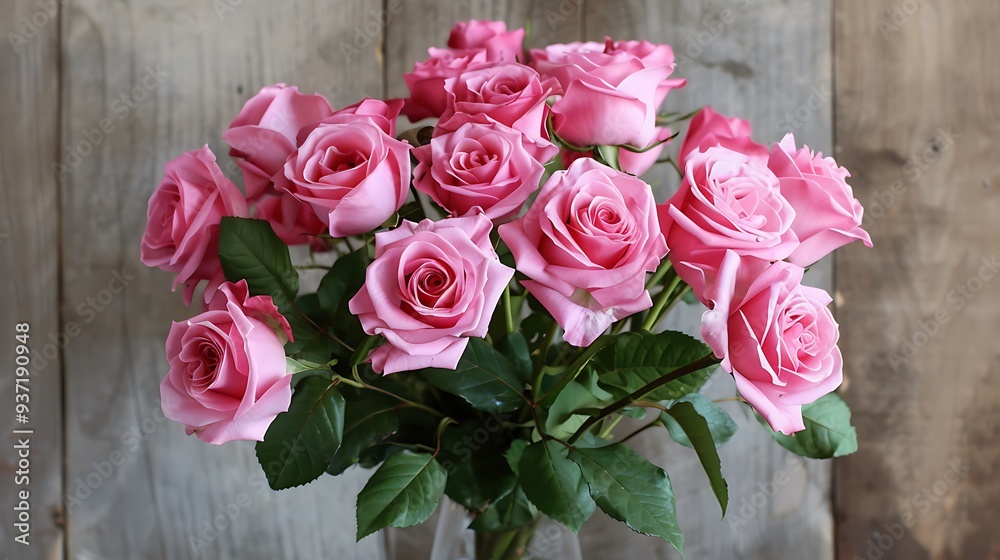 Pink rose bouquet in a vase romantic floral arrangements Pink rose bouquet in a vase romantic floral arrangements
