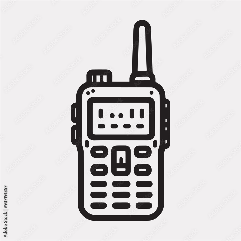 Walkie talkie Vector silhouette icon on a white background Walkie talkie Vector silhouette icon on a white background