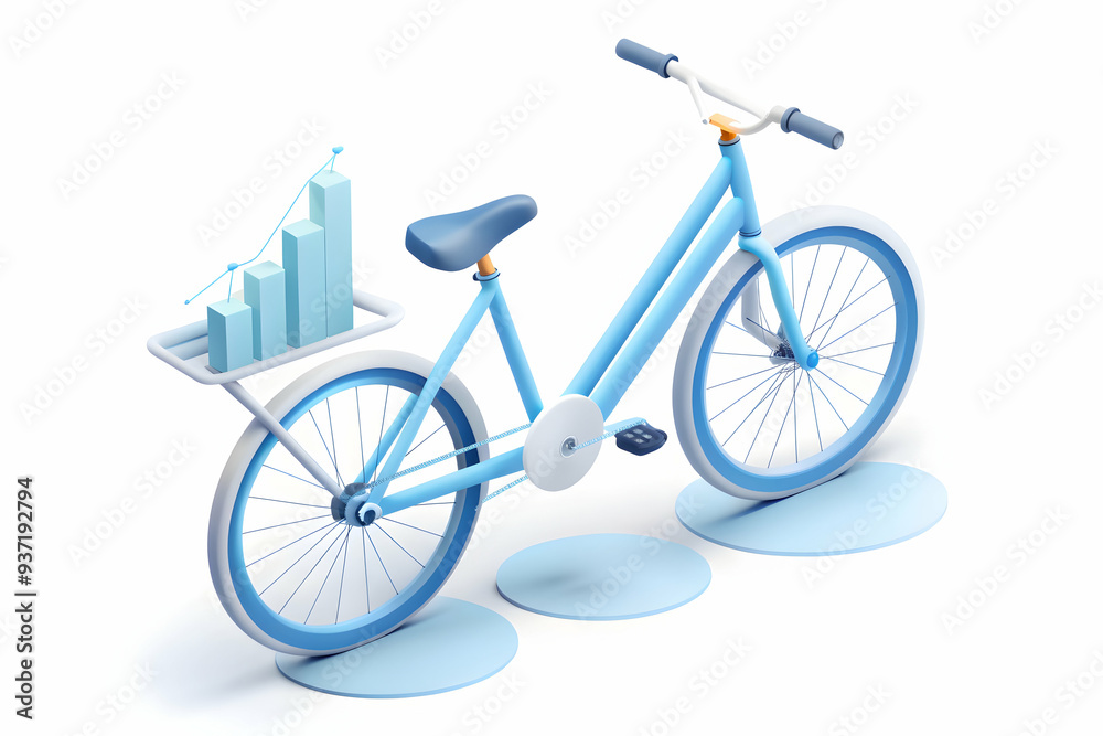 Fototapeta premium 3D Icon as Electric bicycle and business chart concept as An electric bicycle paired with a business chart representing eco friendly commuting and business performance metrics perfect for isolated vec