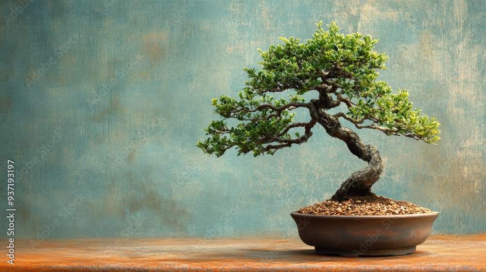 Bonsai Tree on Rustic Backgrou Bonsai Tree on Rustic Backgrou