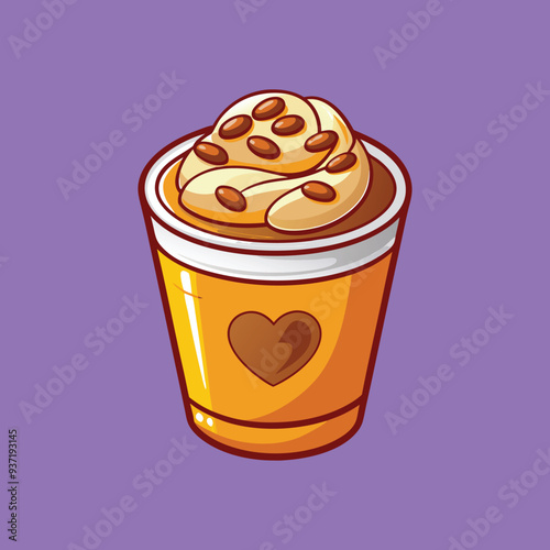 Vector Illustration of a Coffee Cup with Brown and White Paper Cup Design.
