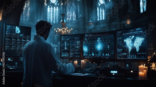 Hacker in Cathedral.