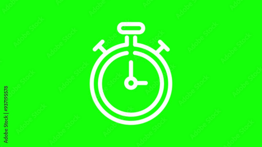 Simple clock animation, green screen background Simple clock animation, green screen background