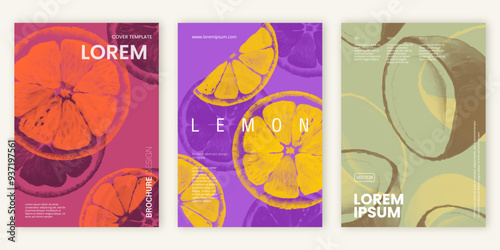 Bright citrus fruit poster template with modern colorful design for summer, fresh juice and creative branding