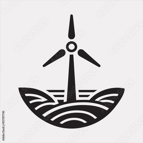 wind power Icon Vector silhouette illustration icon on a white background