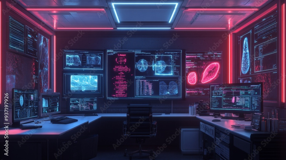 Neon Hacker Room. Neon Hacker Room.