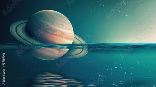 planet saturn floating in water