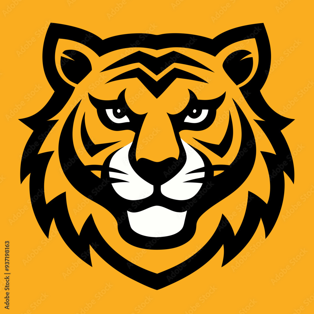 Naklejka premium Tiger head icon Logo design vector art illustration on a white background